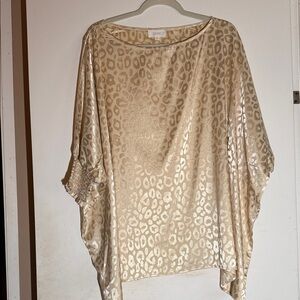 ODDY Shimmery Gold Leopard-Print Dolman Tunic